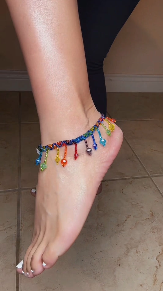 Rainbow Beaded Anklet