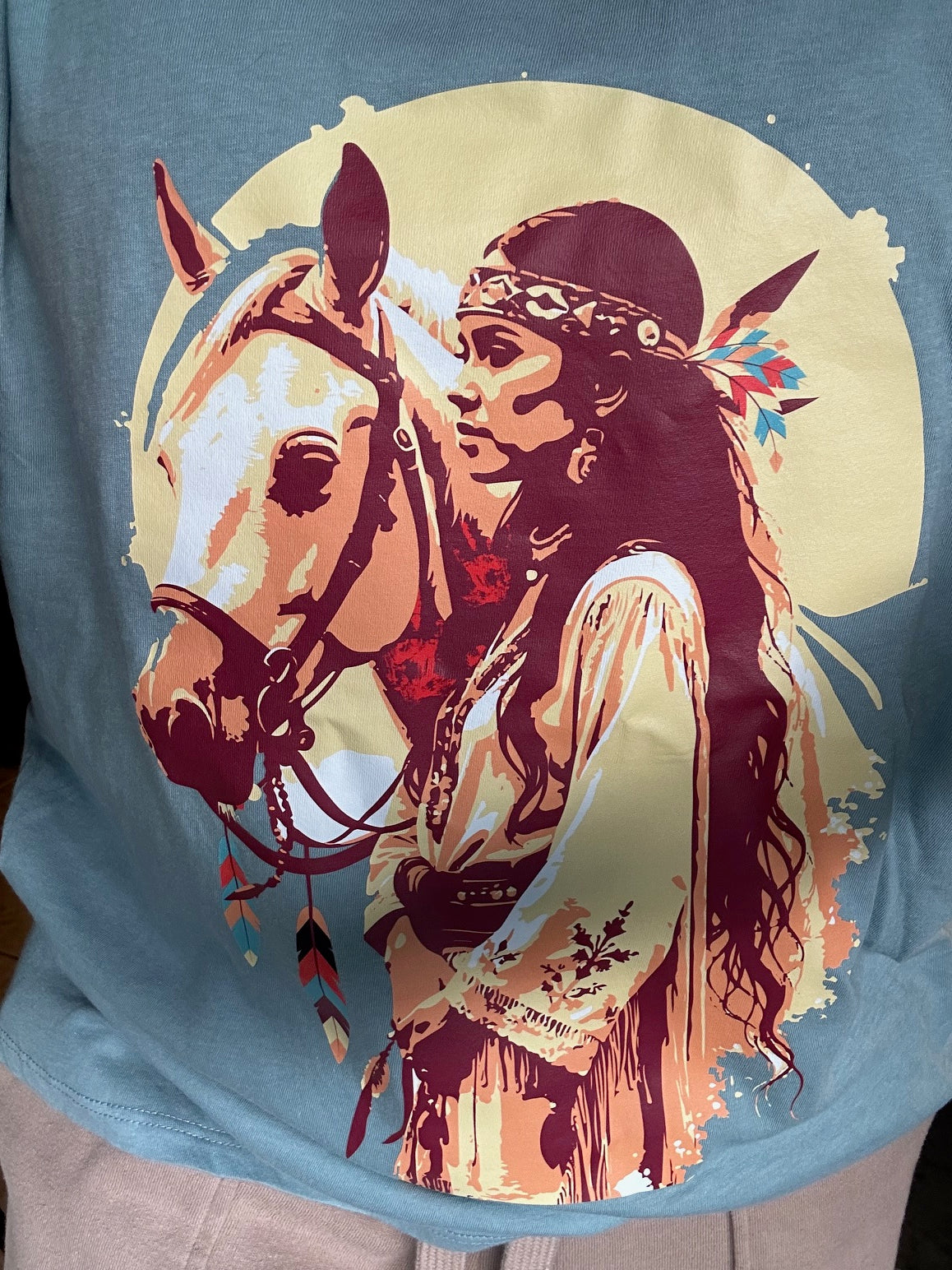 Native Horse Sunset V-Neck Graphic Tee (6 Options)