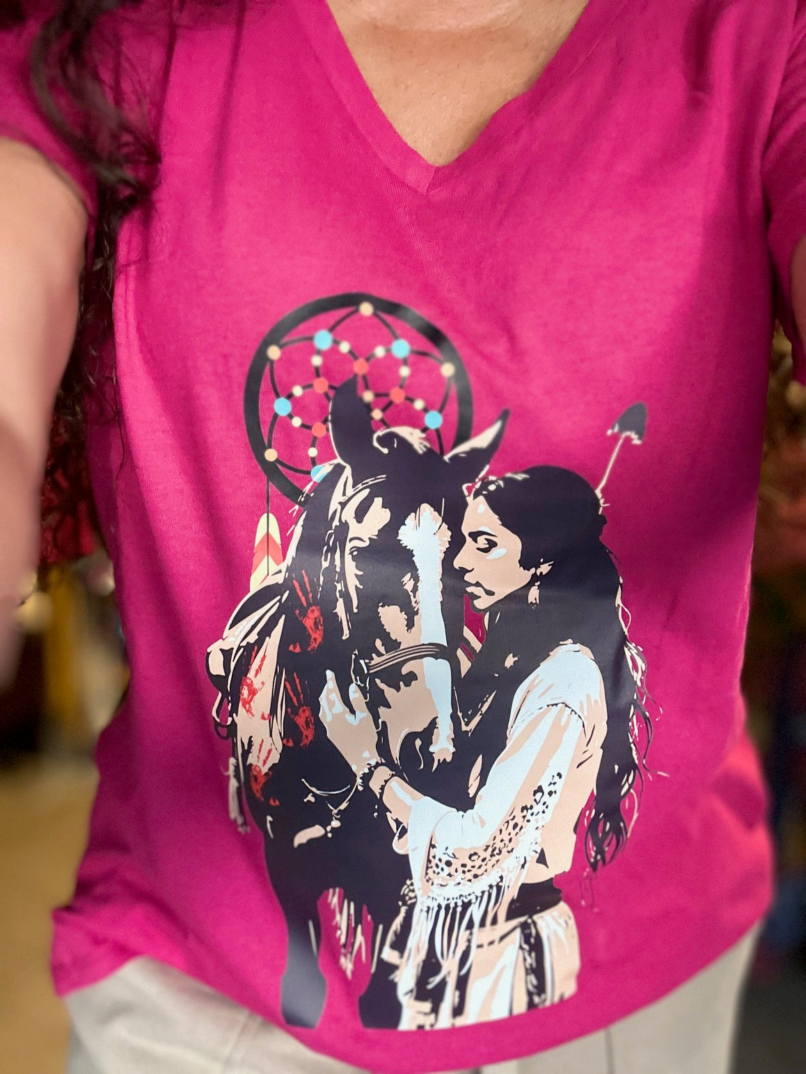 Native Horse V-Neck Graphic Tee (6 Options)