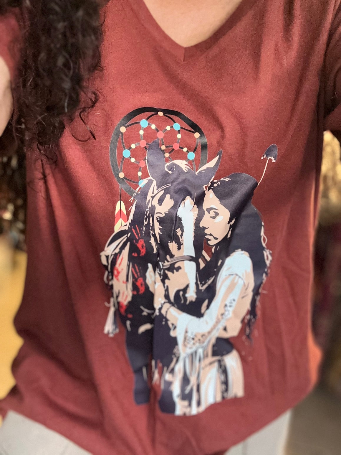 Native Horse V-Neck Graphic Tee (6 Options)