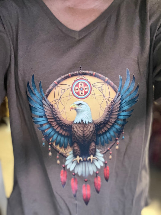 Dream Catcher Native Eagle V-Neck Graphic Tee (6 Options)