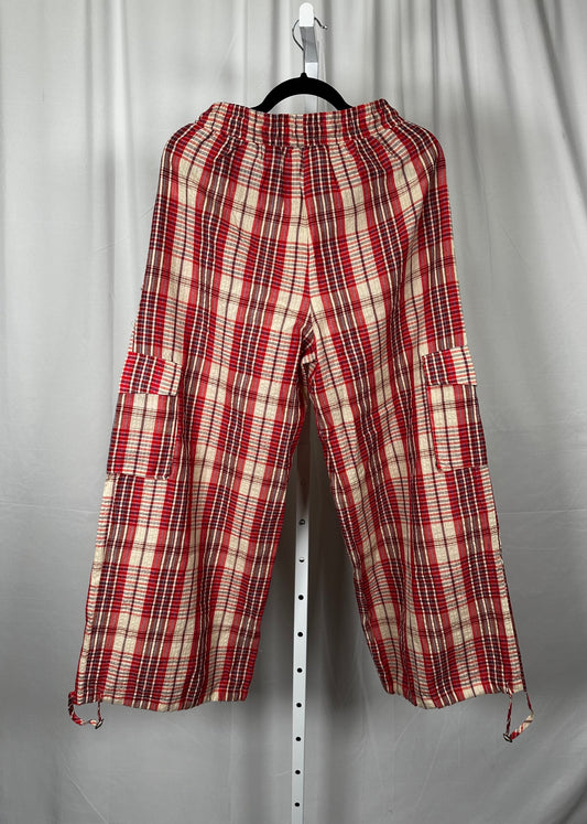 Plaid Linen Pants w/ Drawstring