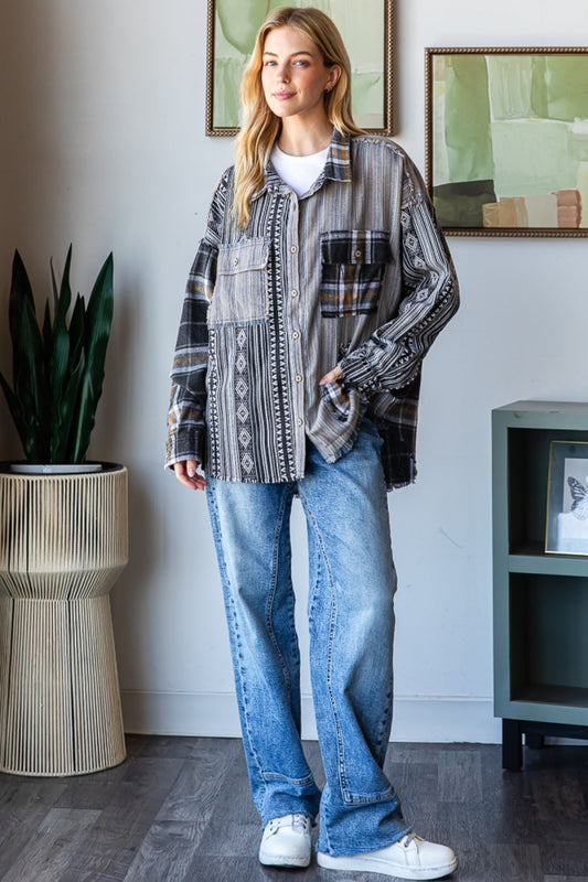 Washed Star Patched Front Pocket Top