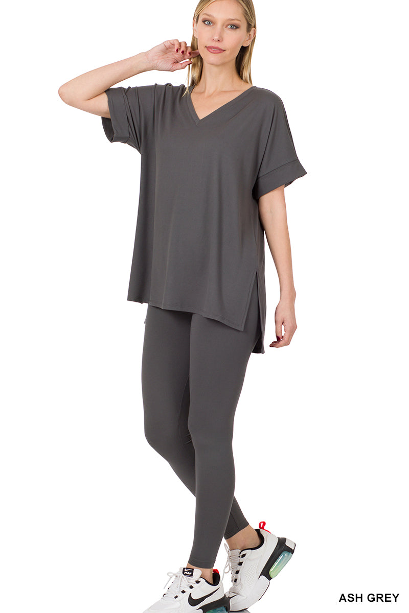 V-Neck Silky Smooth Brushed Microfiber Loungewear Set (11 Options)
