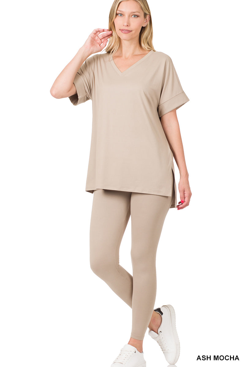 V-Neck Silky Smooth Brushed Microfiber Loungewear Set (11 Options)