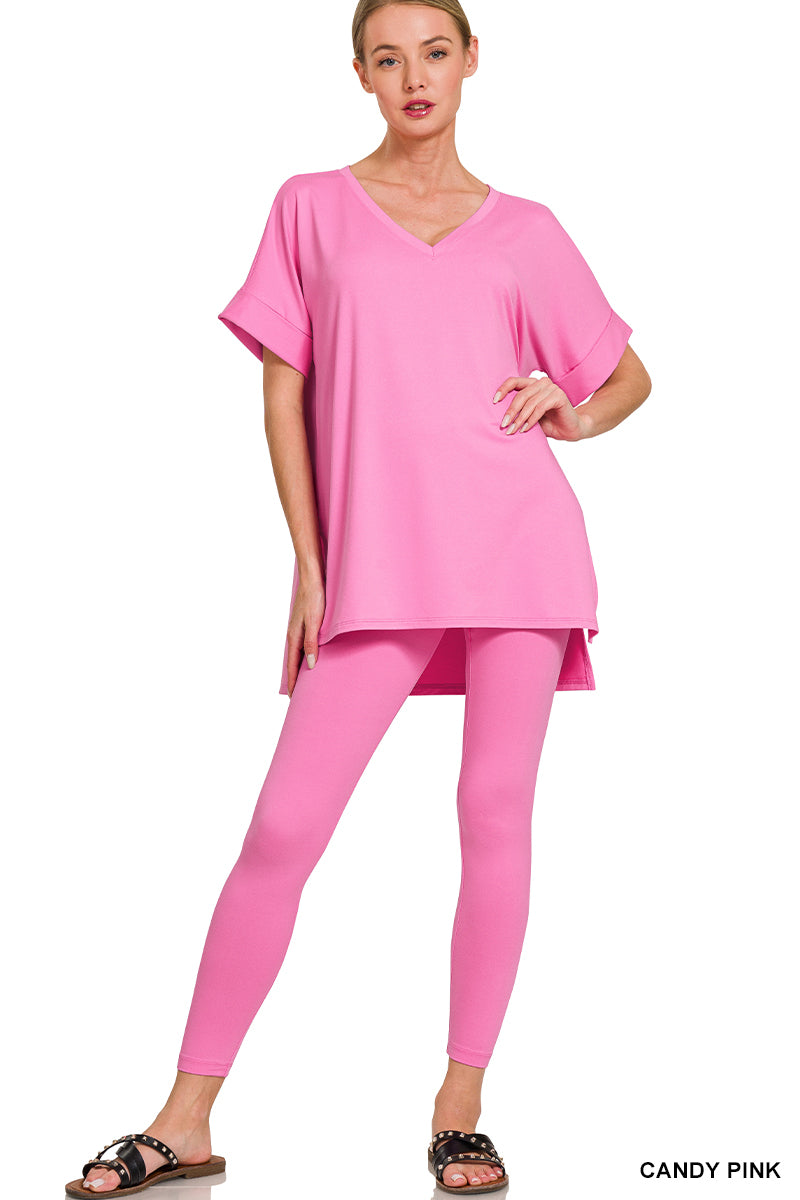 V-Neck Silky Smooth Brushed Microfiber Loungewear Set (11 Options)