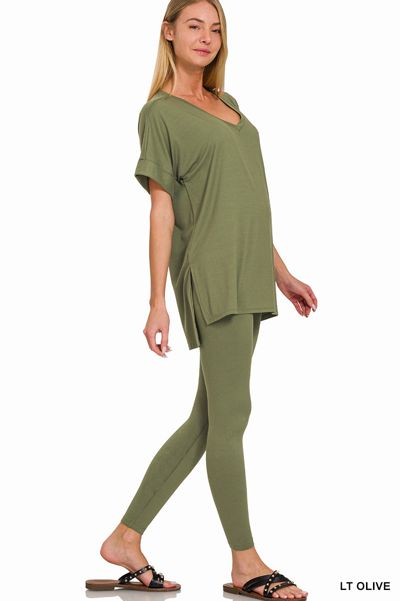 V-Neck Silky Smooth Brushed Microfiber Loungewear Set (11 Options)