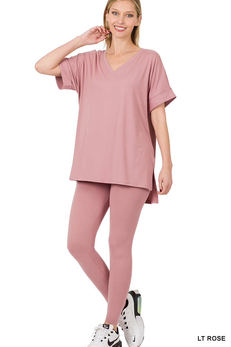 V-Neck Silky Smooth Brushed Microfiber Loungewear Set (11 Options)
