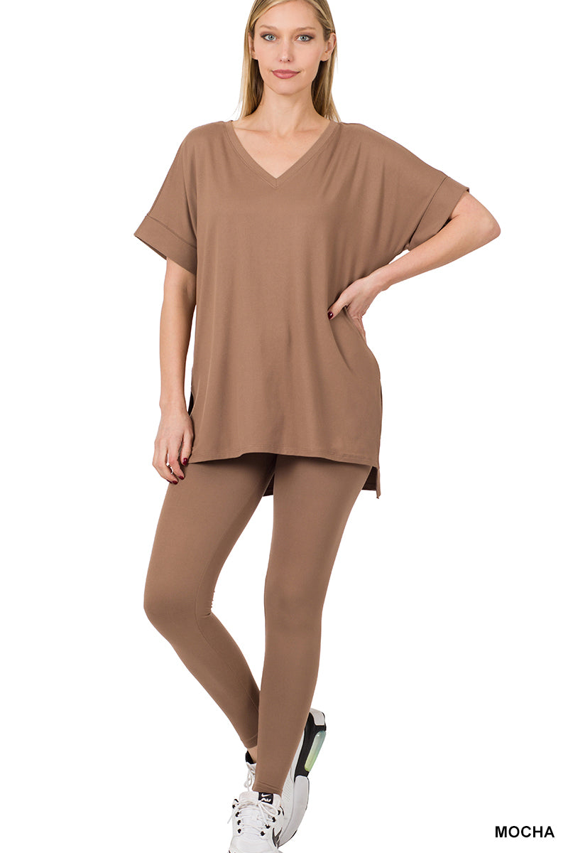 V-Neck Silky Smooth Brushed Microfiber Loungewear Set (11 Options)