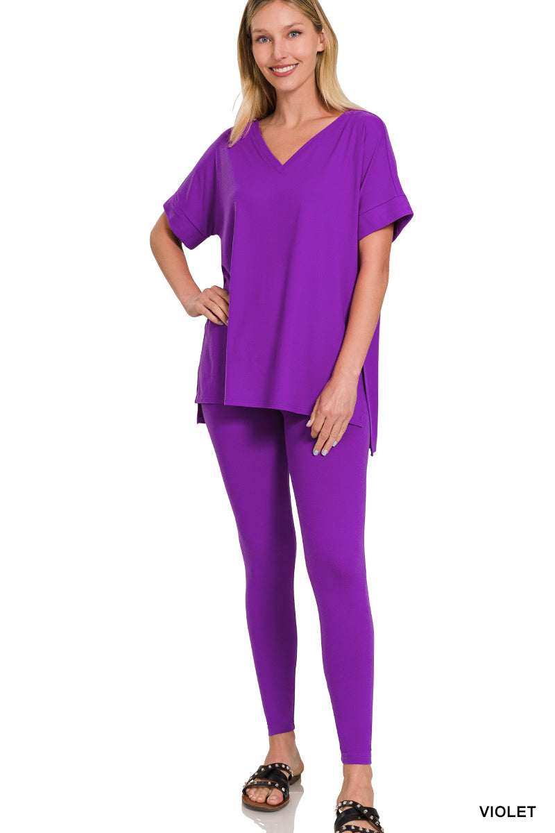 V-Neck Silky Smooth Brushed Microfiber Loungewear Set (11 Options)