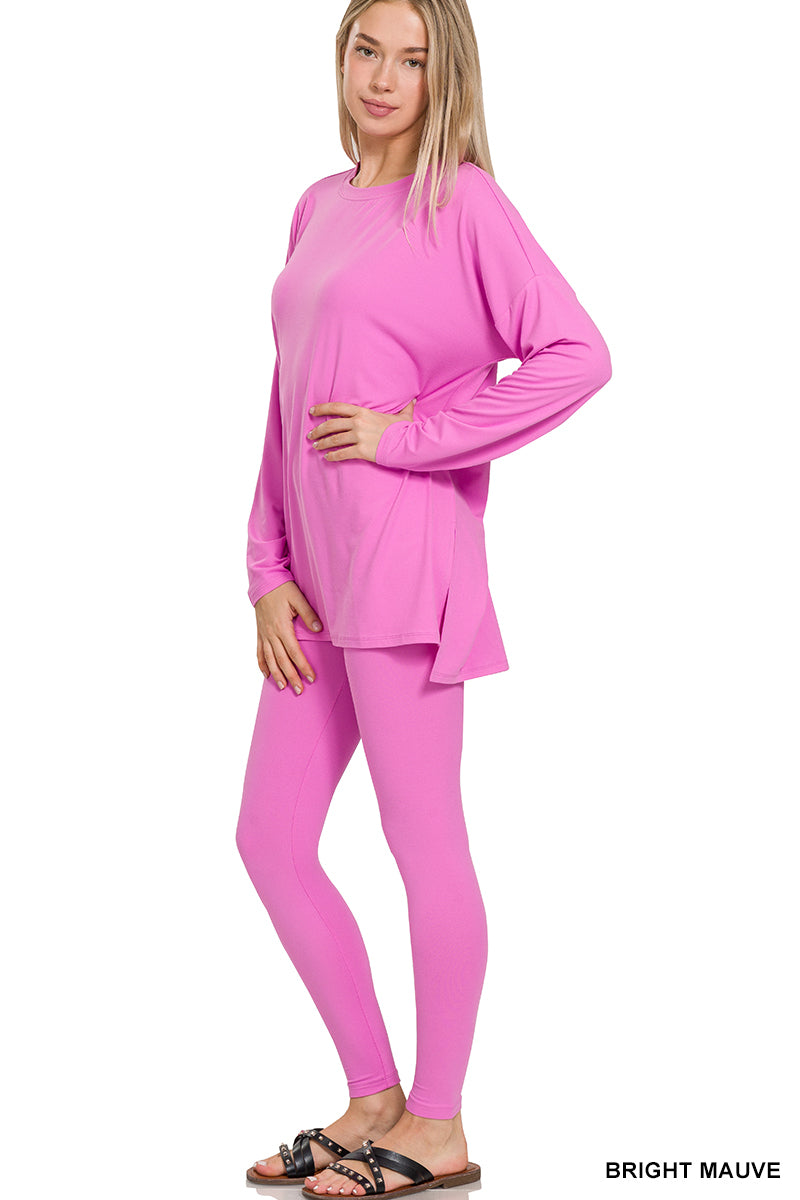 Crew Neck Brushed Microfiber Loungewear Set (9 Options)