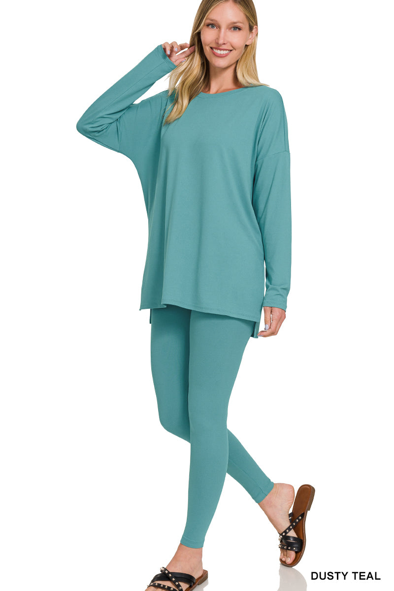 Crew Neck Brushed Microfiber Loungewear Set (9 Options)