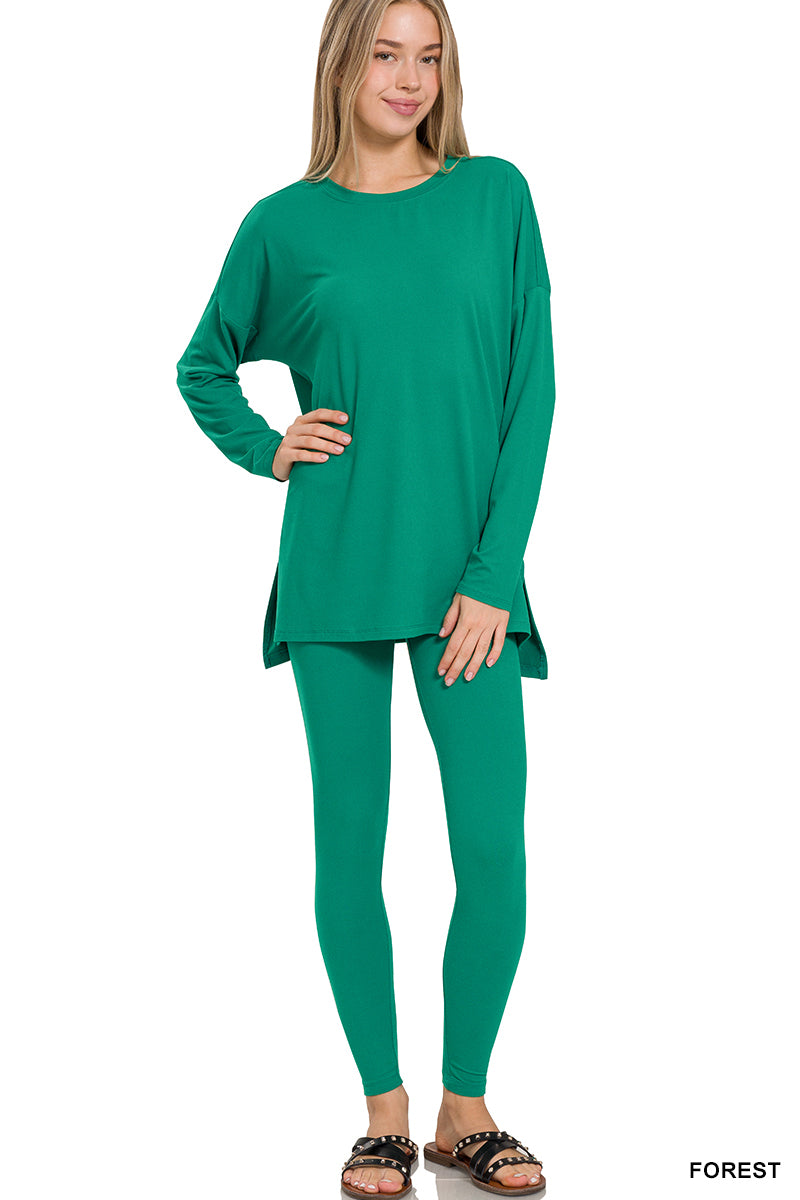Crew Neck Brushed Microfiber Loungewear Set (9 Options)
