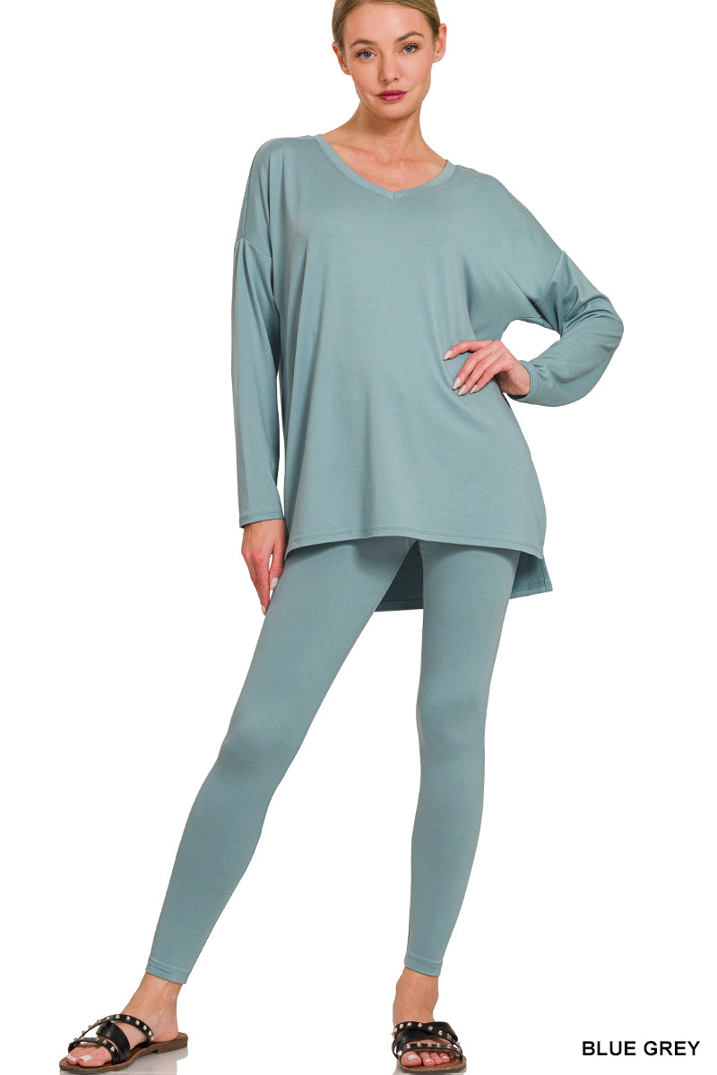V-Neck Brushed Microfiber Loungewear Set (8 Options)