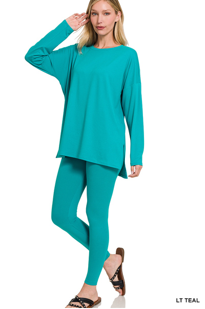 Crew Neck Brushed Microfiber Loungewear Set (9 Options)
