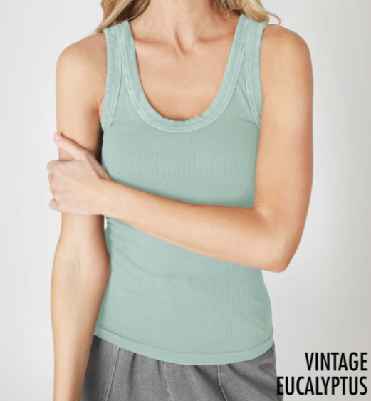 Styling Vintage Seamless Reversible Ribbed Tank (14 Options)