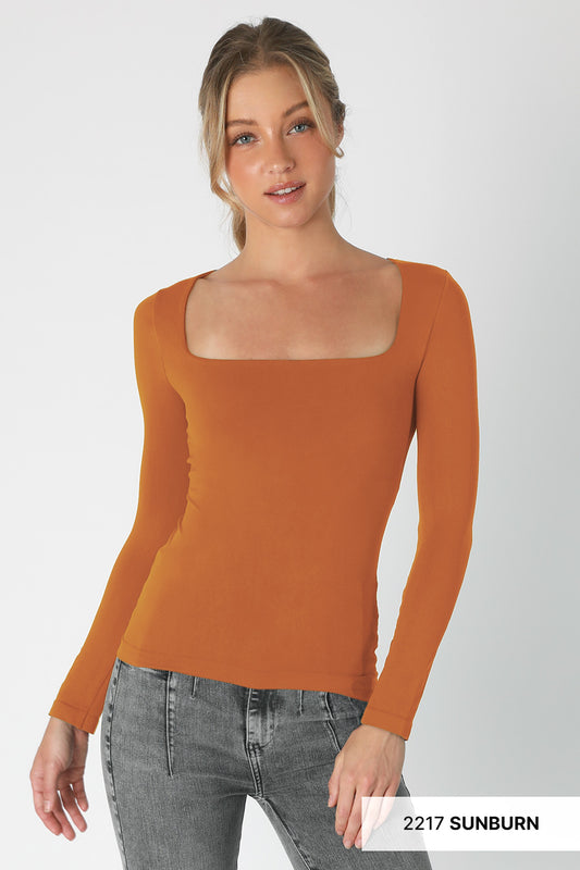 Square Neck Long Sleeve Top (3 Options)