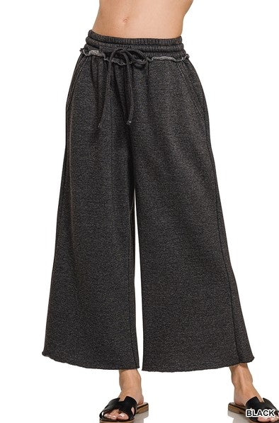Acid Wash Fleece Palazzo Sweatpants w/ Pockets!! (INCLUDING PLUS SIZE) (12 Options)