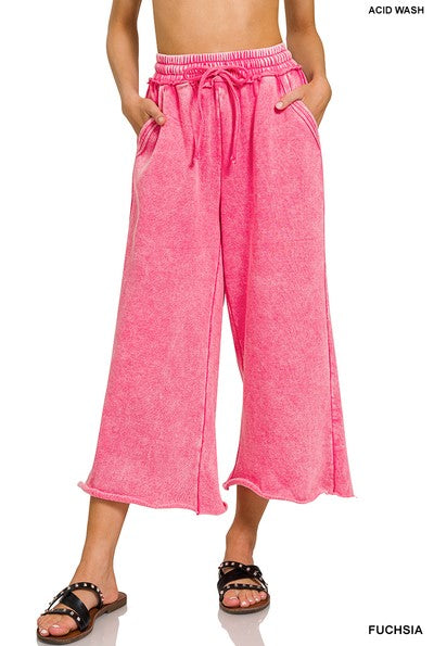 Acid Wash Fleece Palazzo Sweatpants w/ Pockets!! (INCLUDING PLUS SIZE) (14 Options)