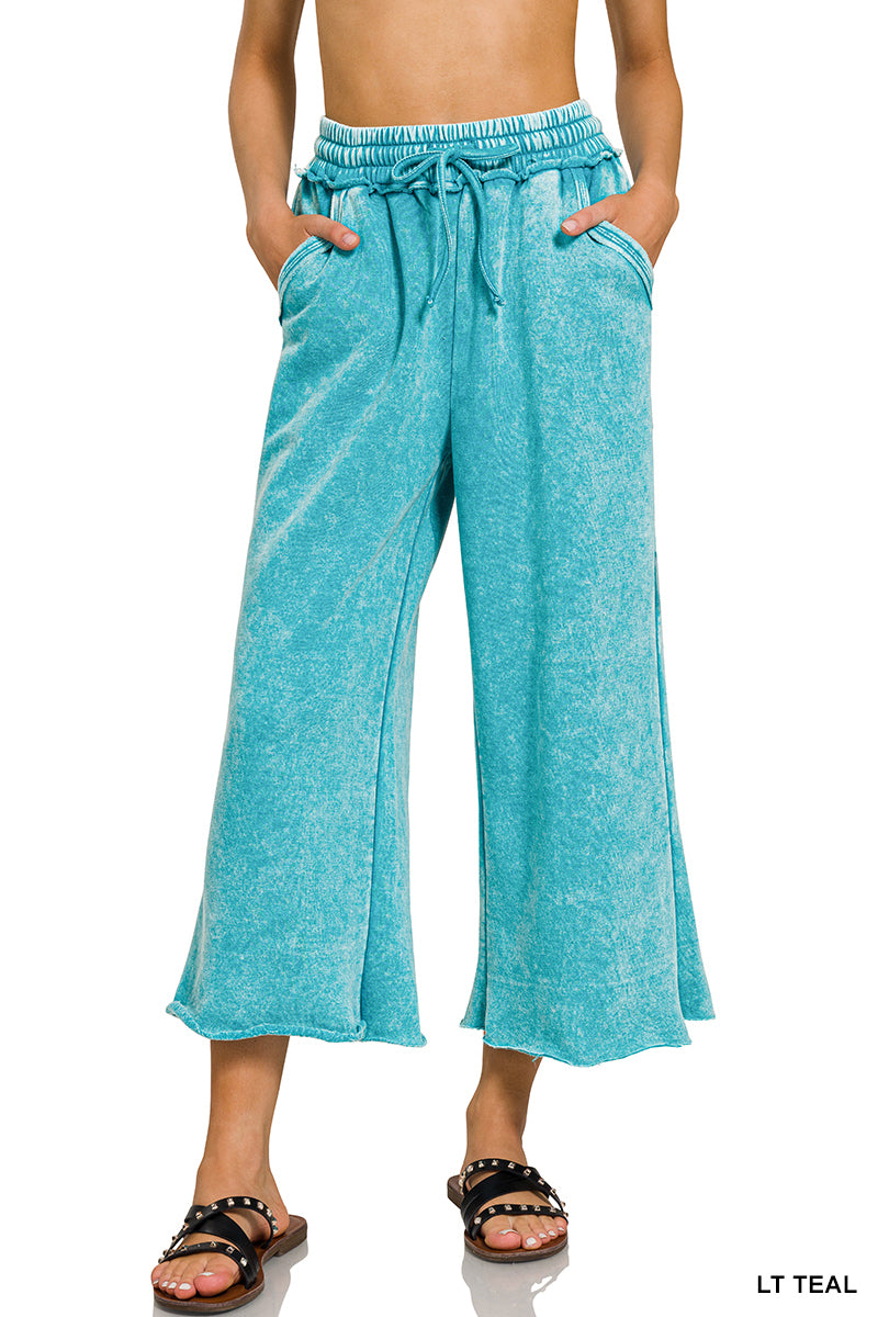 Acid Wash Fleece Palazzo Sweatpants w/ Pockets!! (INCLUDING PLUS SIZE ) (13 Options)
