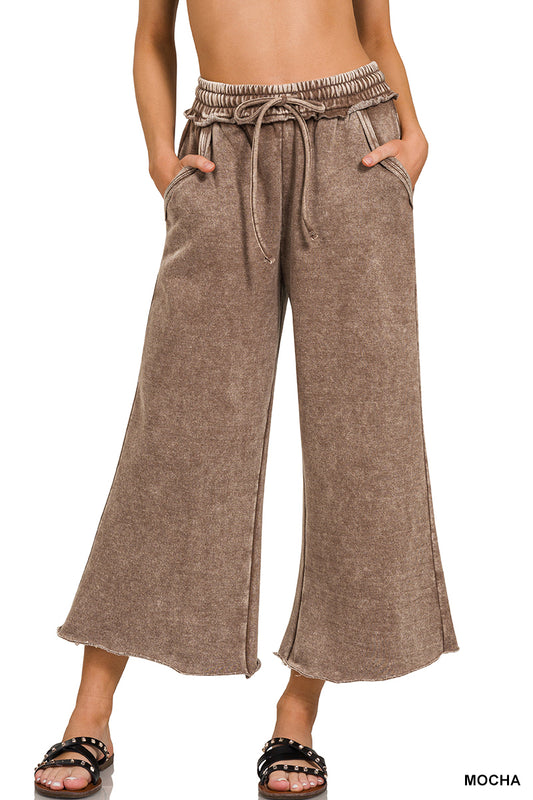 Acid Wash Fleece Palazzo Sweatpants w/ Pockets!! (INCLUDING PLUS SIZE ) (13 Options)