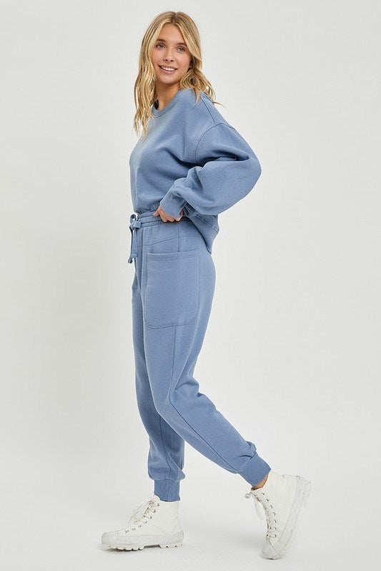 Cuffed High Rise Side Pocket Relaxed Jogger Pants (2 Options)