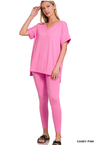 V-Neck Silky Smooth Brushed Microfiber Loungewear Set (11 Options)