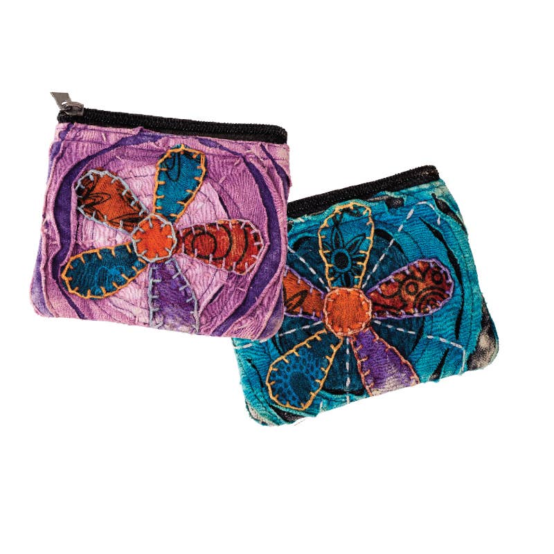 Razor Cut Coin Purse With Flower