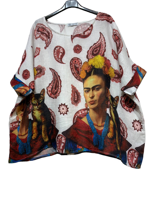 Frida Paisley Linen Top