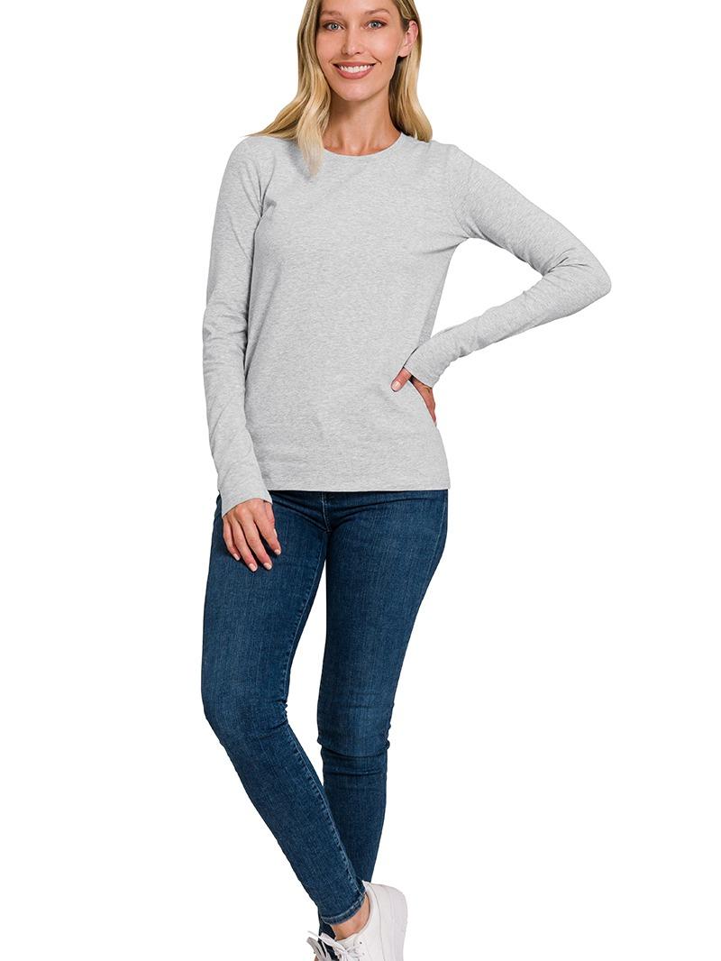 Simple Cotton Crew Neck Long Sleeve T-Shirt (3 Options)