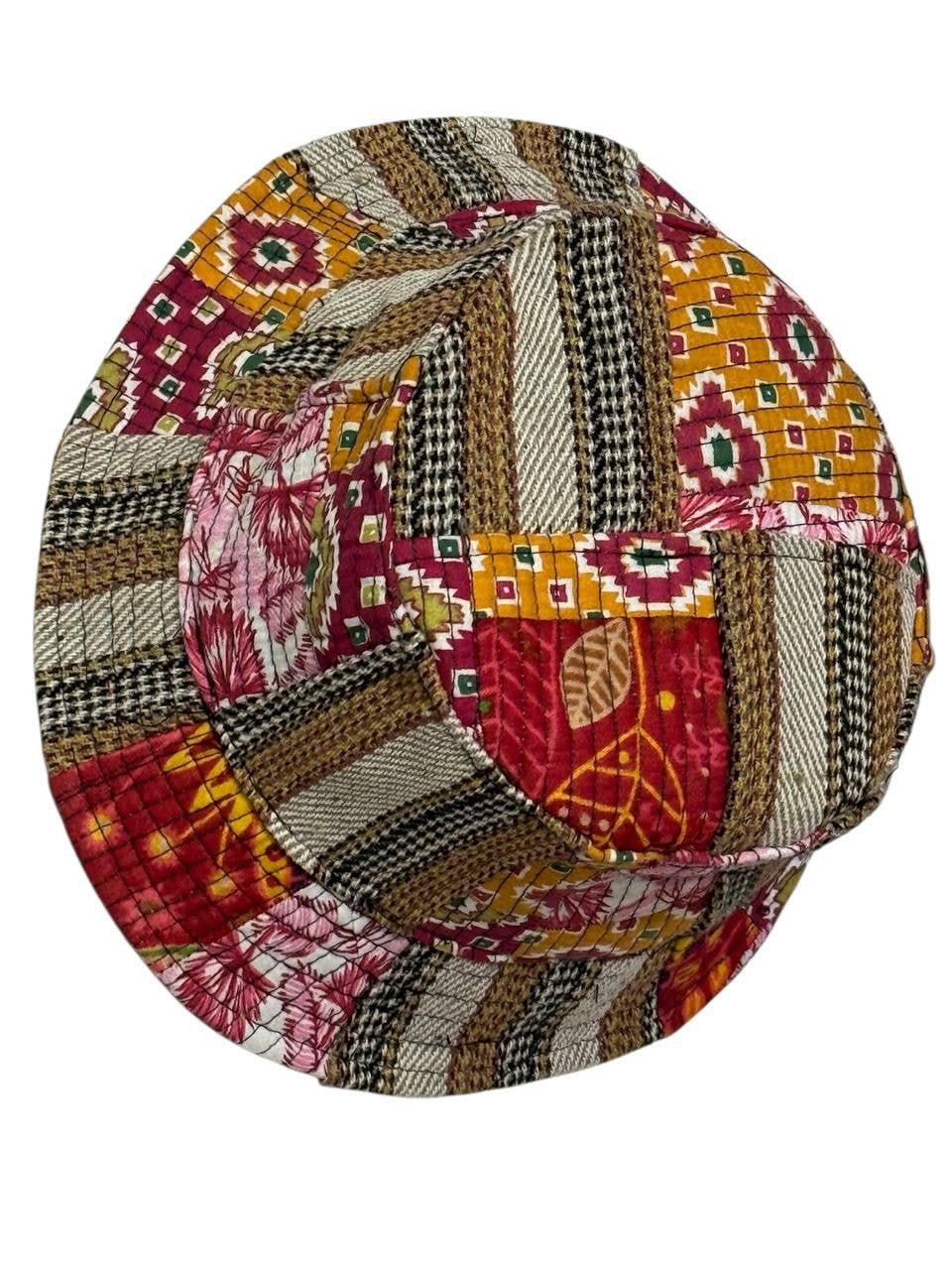 Cotton Patchwork Kantha Stich Quilted Sun Bucket Hat R25963