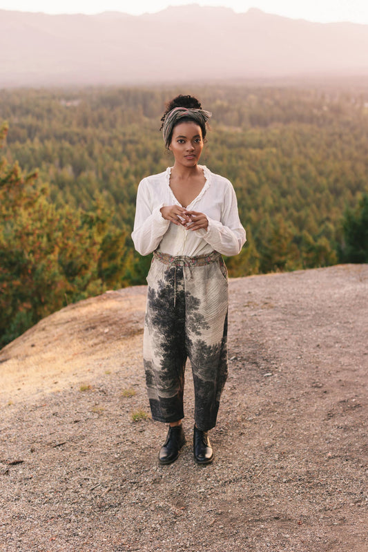 Still I Rise Linen Cropped Artist Pant w/ Sunrise, Woman