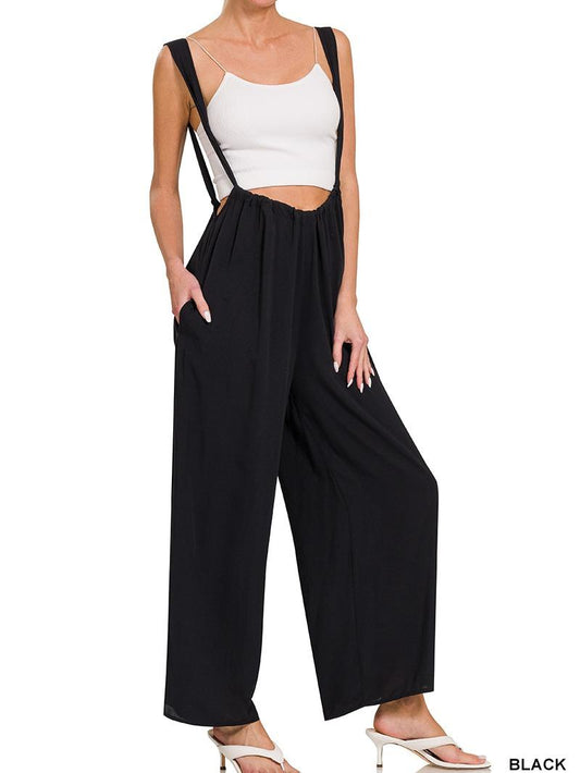 Bringing in the Season Woven Tie Back Suspender Jumpsuit w/ Pockets!! (6 Options)