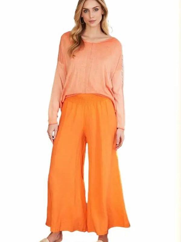 Styling in Comfort Elastic Waist Linen Wide Leg Pant (2 Options)
