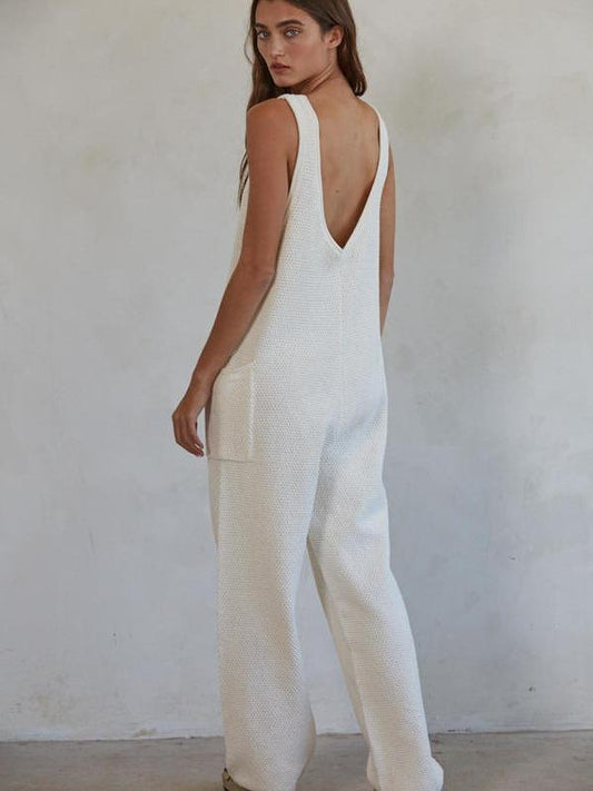 Sipping Coffee Scoop Neck Sleeveless Wide Leg Romper w Side Pockets!!