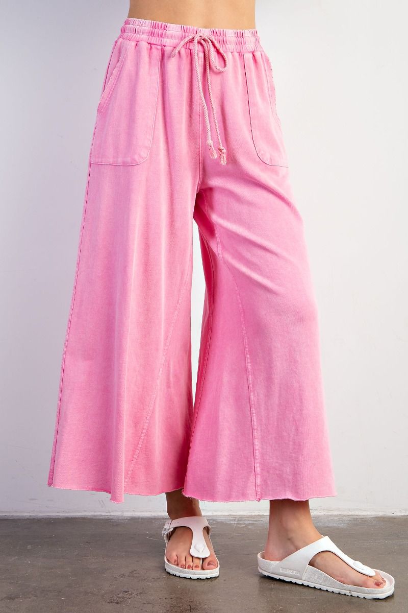 Washed Wide Leg Terry Knit Pants (8 Options)