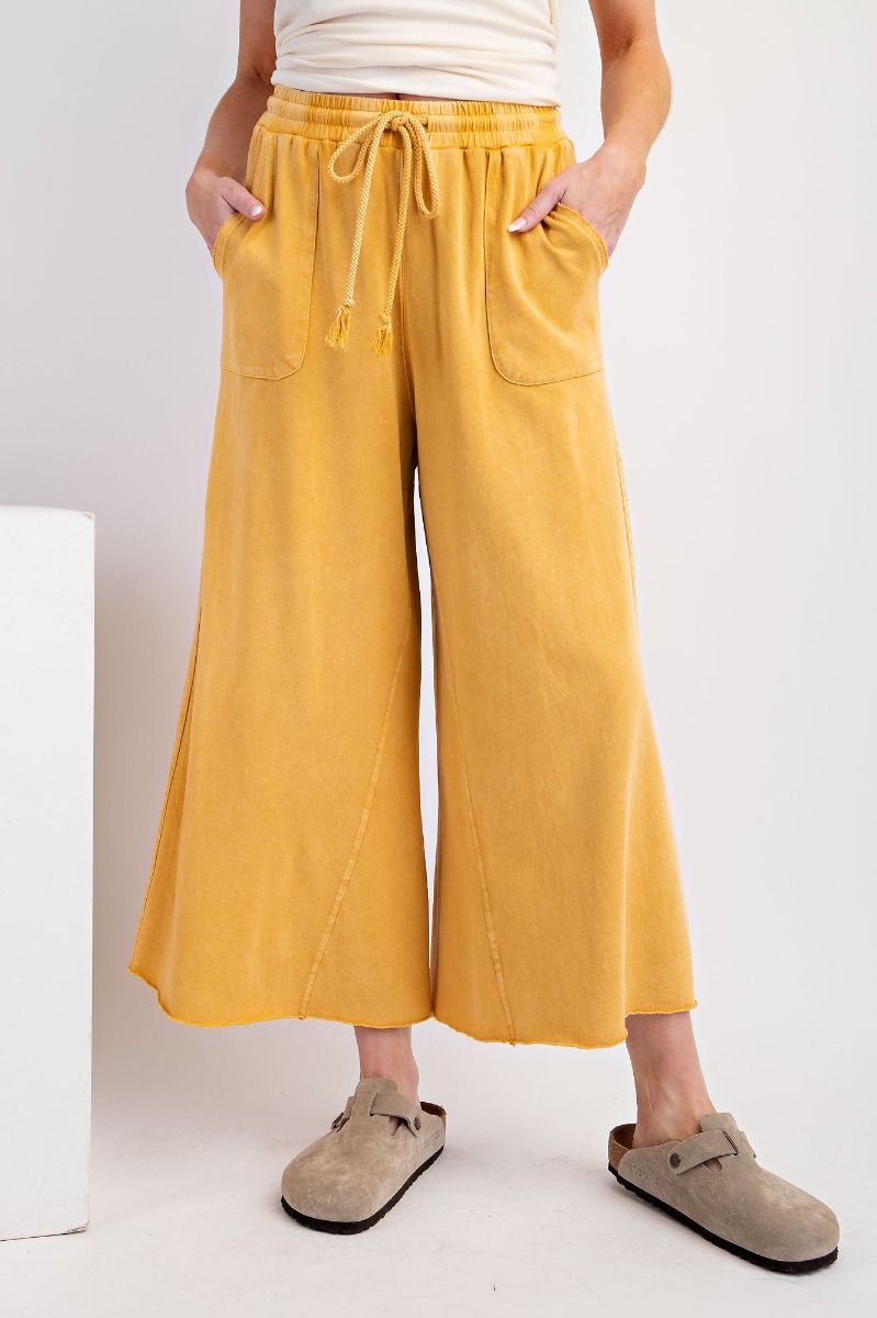 Washed Wide Leg Terry Knit Pants (8 Options)