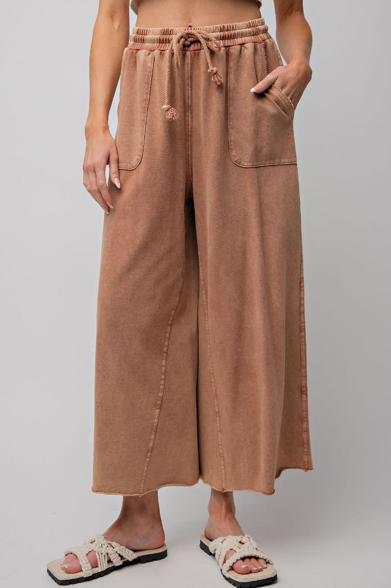 Washed Wide Leg Terry Knit Pants (8 Options)