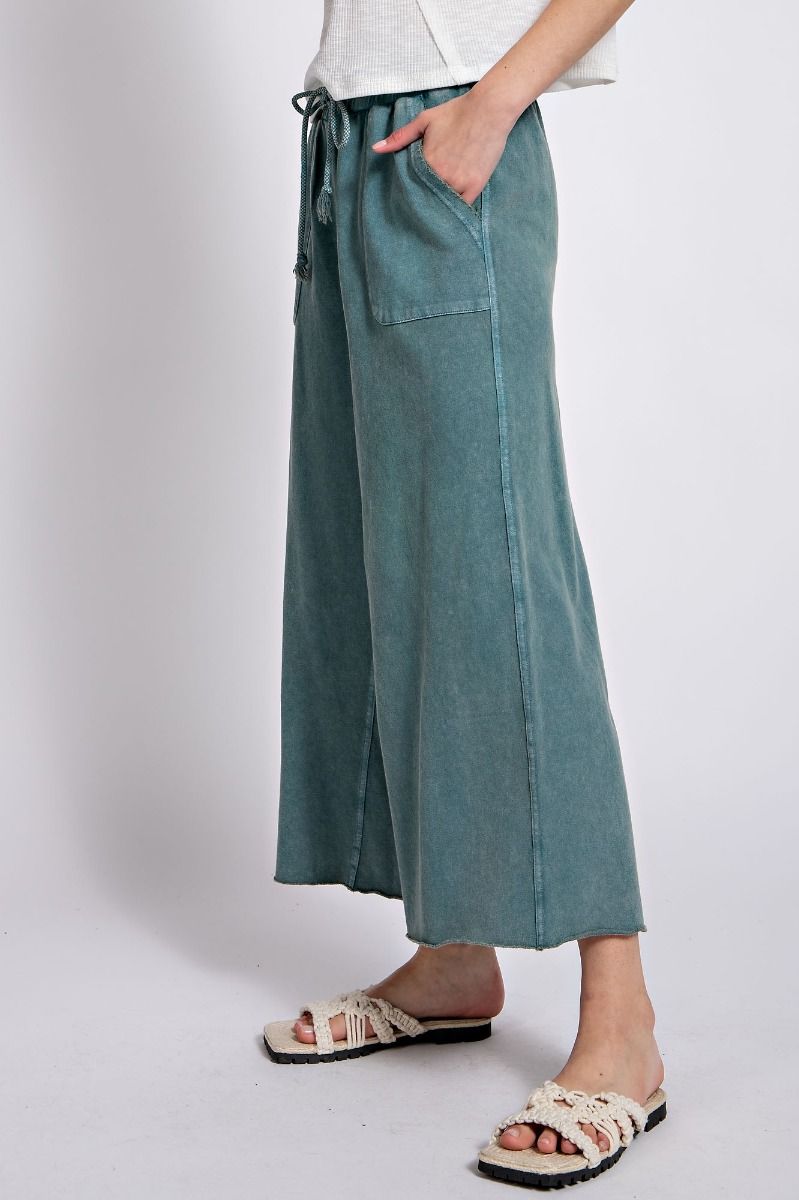 Washed Wide Leg Terry Knit Pants (8 Options)