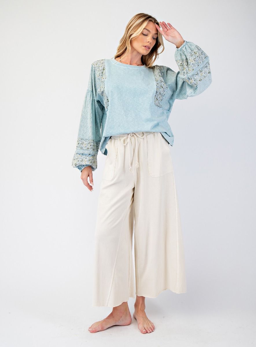 Washed Wide Leg Terry Knit Pants (8 Options)
