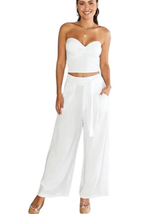 Solid Tencel Tie Belt w/ Darted Trouser Pockets