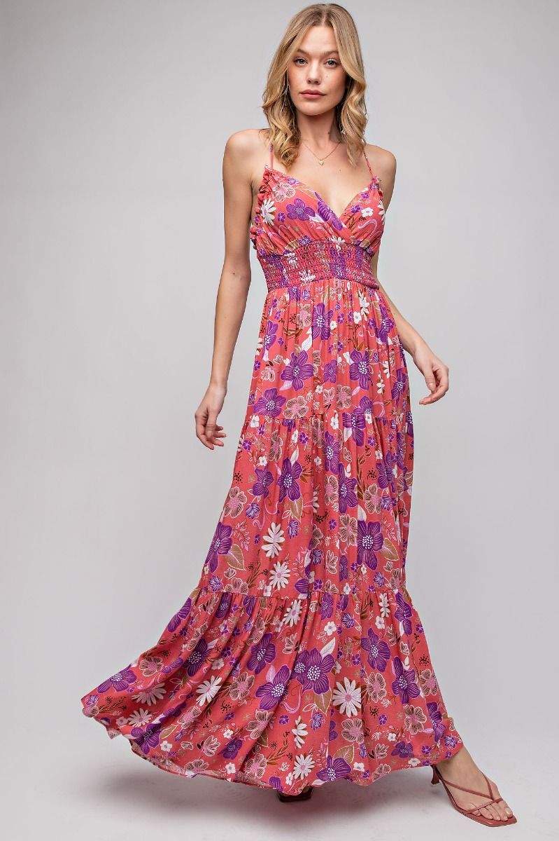 Stand Like a Princess Floral Printed Rayon Gauze Maxi Dress w/ Pockets!!