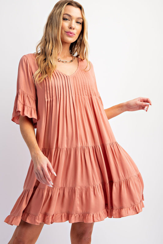 Catch the Breeze Double Ruffle Soft Linen Dress w/ Pockets!!