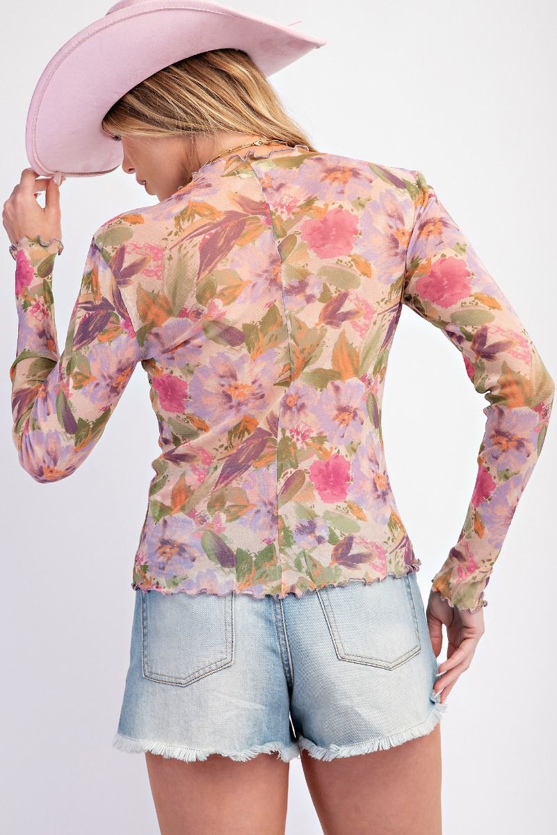 Floral Printed Mesh Top