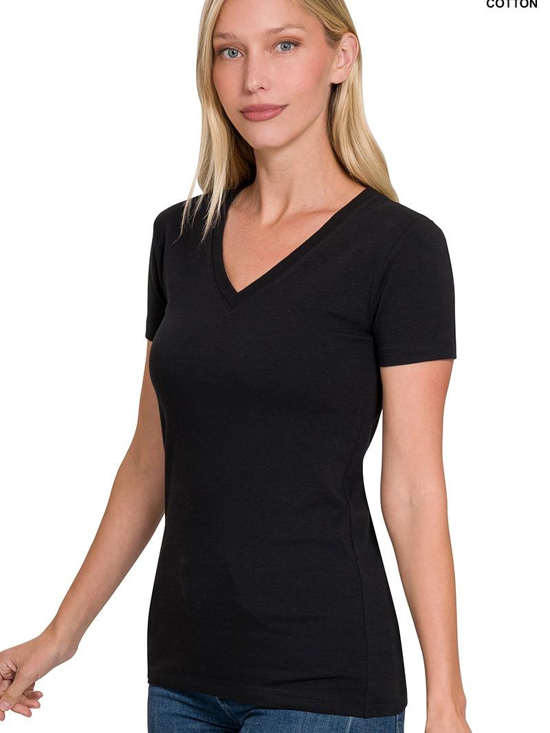 Basic Cotton V-Neck Short Sleeve T-Shirt (2 Options)