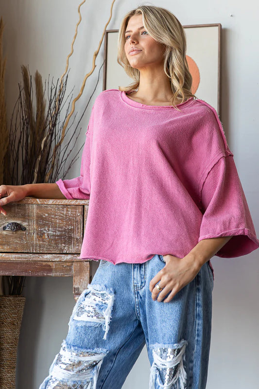 Washed Drop Shoulder Relaxed Top (2 Options)