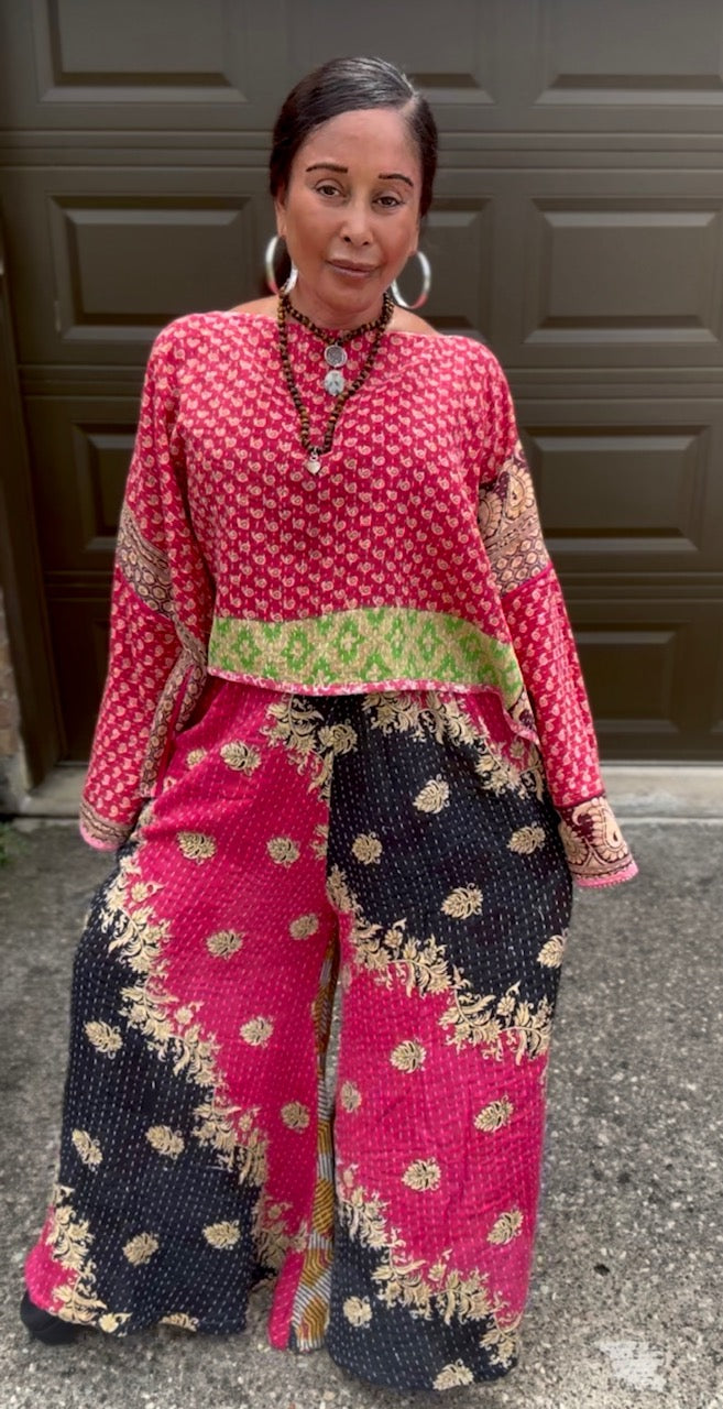 Laila Flared Kantha Pants (S-XL)