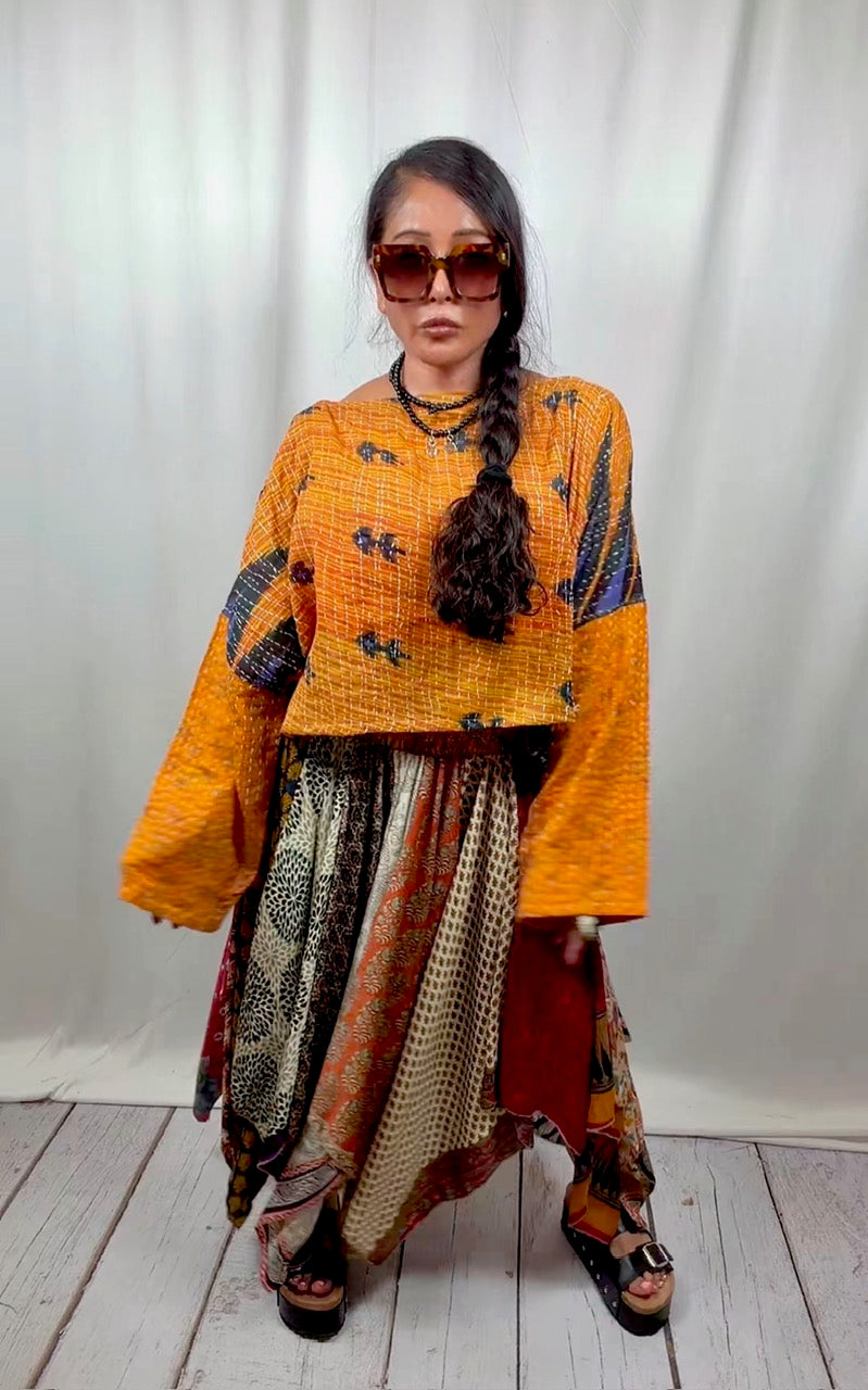 Sunrose Silk Patch Skirt