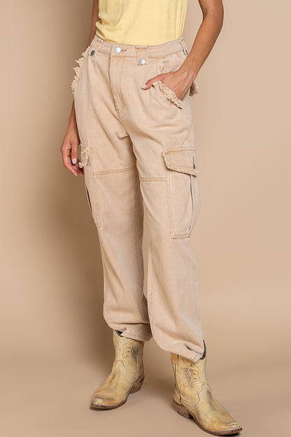 Distressed Edge Cargo Pants