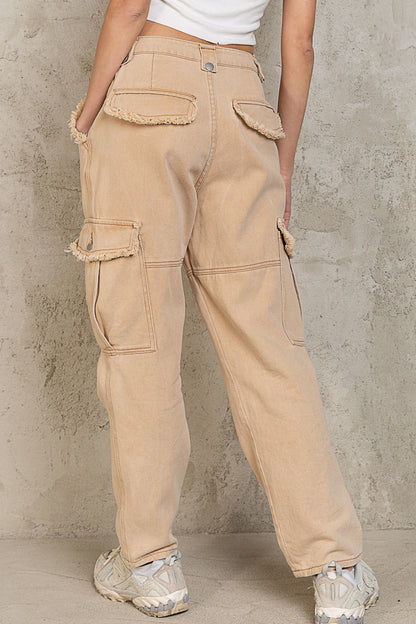 Distressed Edge Cargo Pants